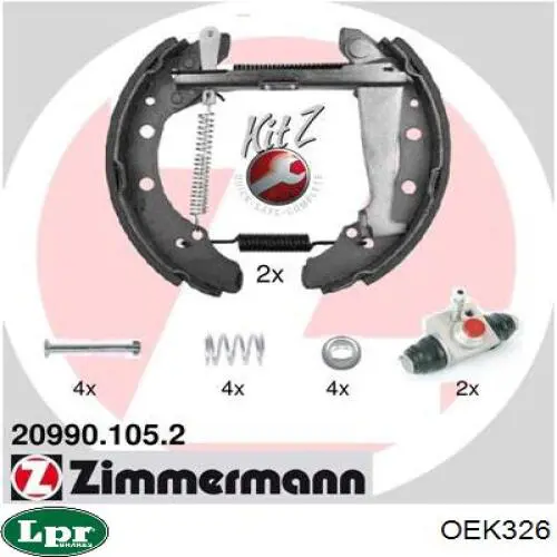 OEK326 LPR Zapatas de freno de tambor traseras