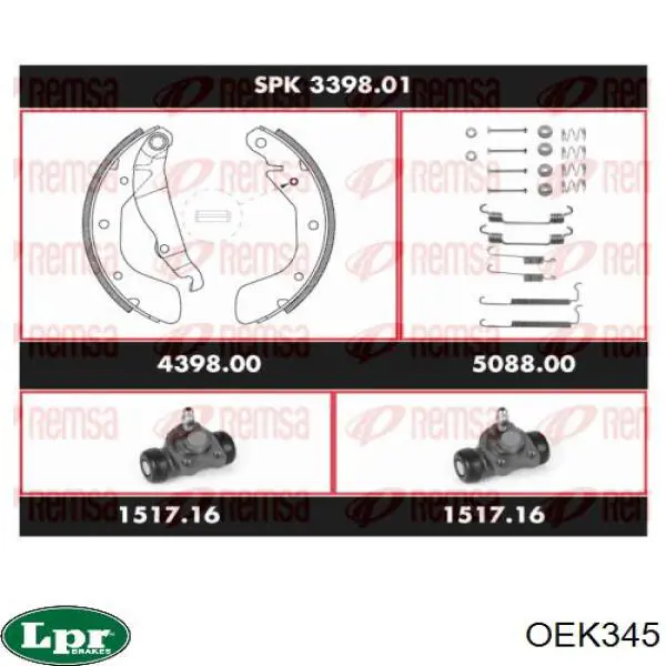 OEK345 LPR zapatas de frenos de tambor traseras