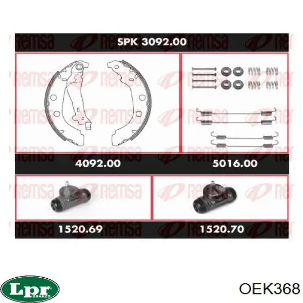 OEK368 LPR zapatas de frenos de tambor traseras