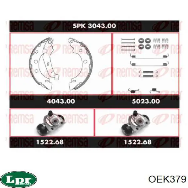 Kit de zapatas de frenos de tambor, con cilindros, completo LPR OEK379 precio, desde 83,63 EUR