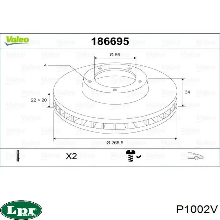 Frenos delanteros LPR P1002V precio, desde 29,28 EUR