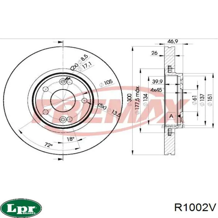 Disco de freno delantero LPR R1002V
