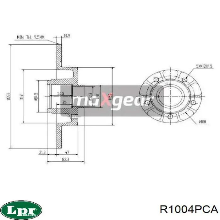 Disco de freno trasero R1004PCA LPR