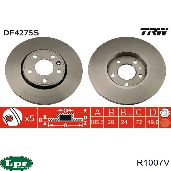 Freno de disco delantero Renault Trafic 2 FL