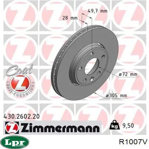 Freno de disco delantero Renault Trafic 2 FL