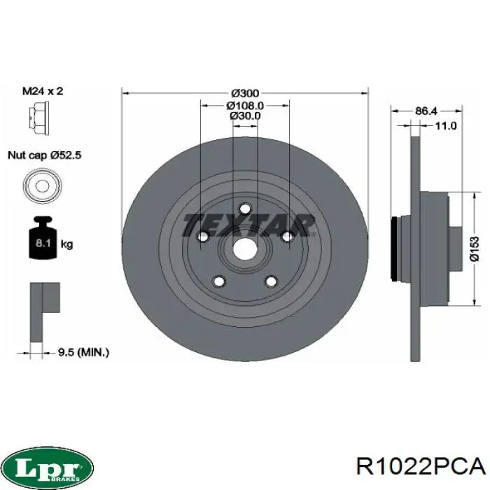 R1022PCA LPR disco de freno trasero