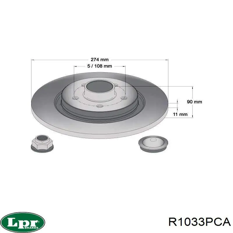 Disco de freno trasero R1033PCA LPR