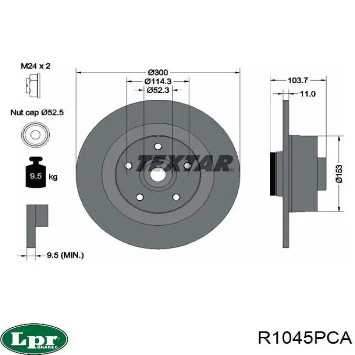 R1045PCA LPR disco de freno trasero