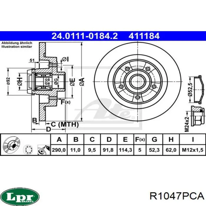 R1047PCA LPR disco de freno trasero