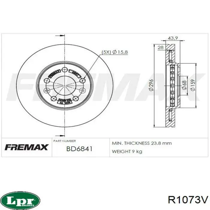 Comprar R1073V LPR Freno de disco delantero