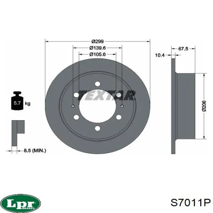 S7011P LPR Freno de disco trasero