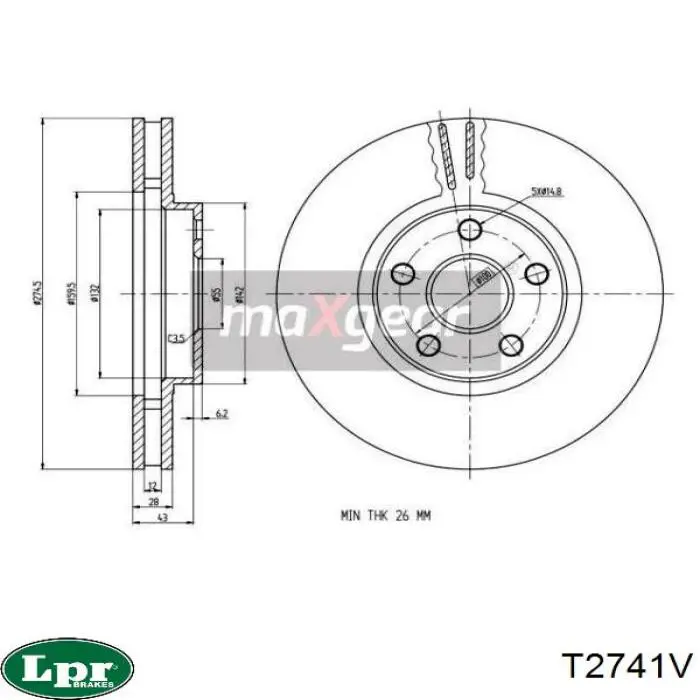 T2741V LPR freno de disco delantero