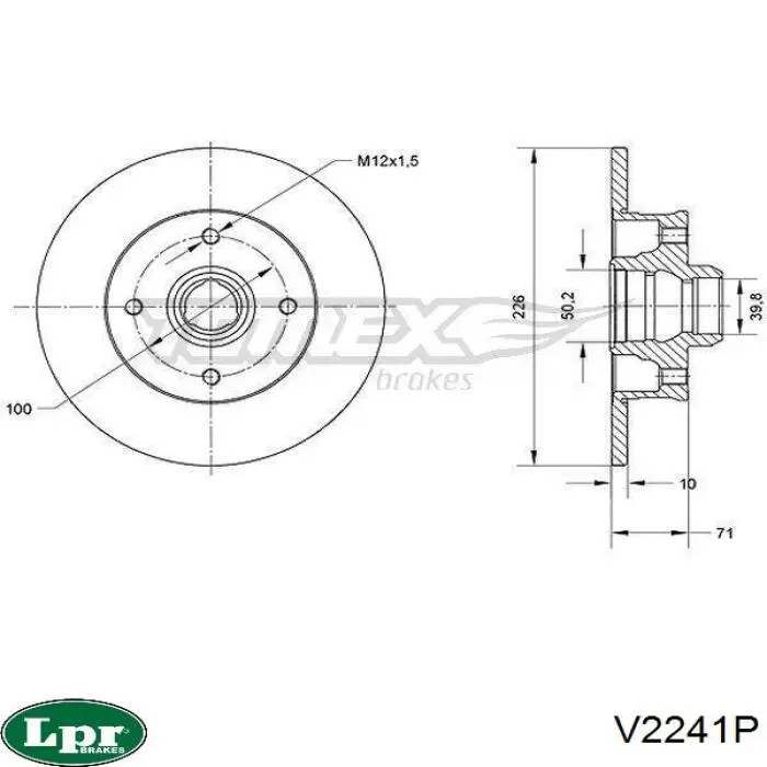 V2241P LPR disco de freno trasero