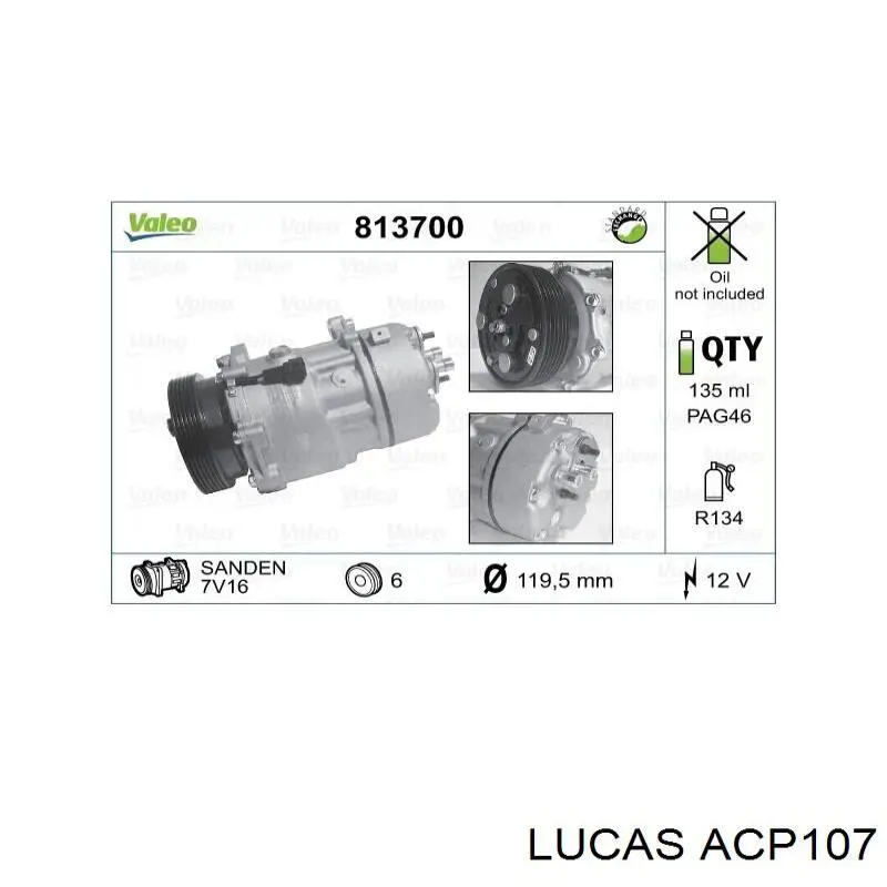 ACP107 Lucas compresor de aire acondicionado