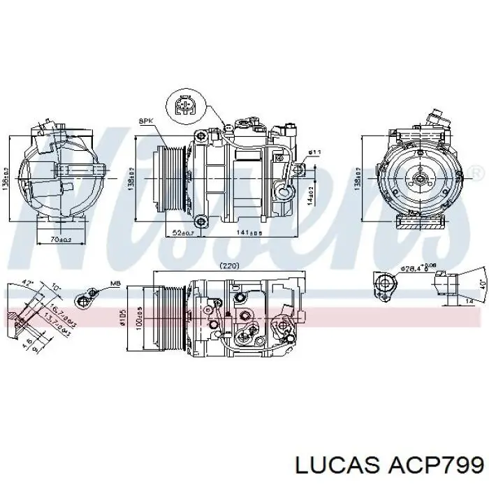 ACP799 Lucas compresor de aire acondicionado