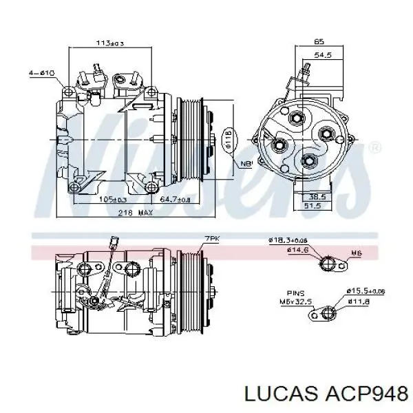 ACP948 Lucas compresor de aire acondicionado