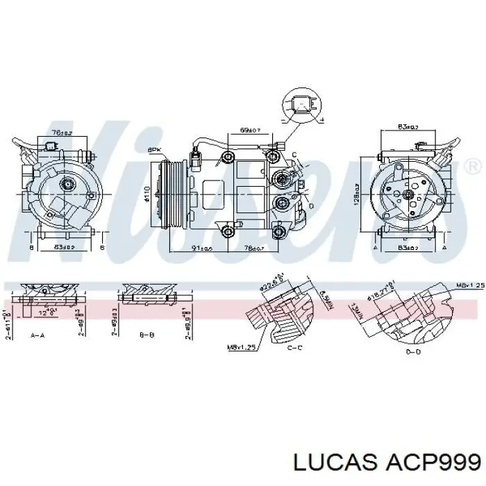 ACP999 Lucas compresor de aire acondicionado