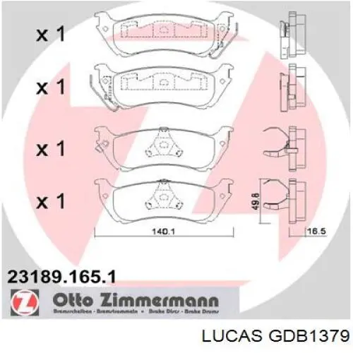 GDB1379 Lucas pastillas de freno traseras