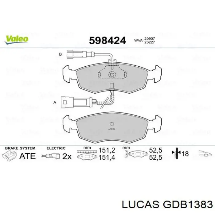 Pastillas de freno delanteras Fiat Punto 2 188