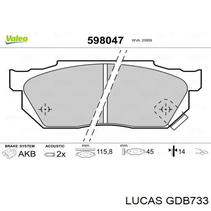 GDB733 Lucas pastillas de freno delanteras