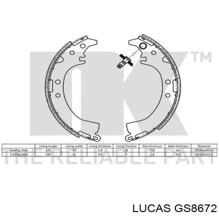 GS8672 Lucas zapatas de frenos de tambor traseras