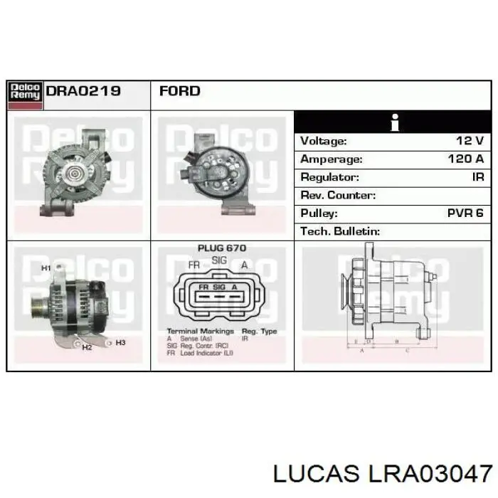 LRA03047 Lucas Alternador de coche