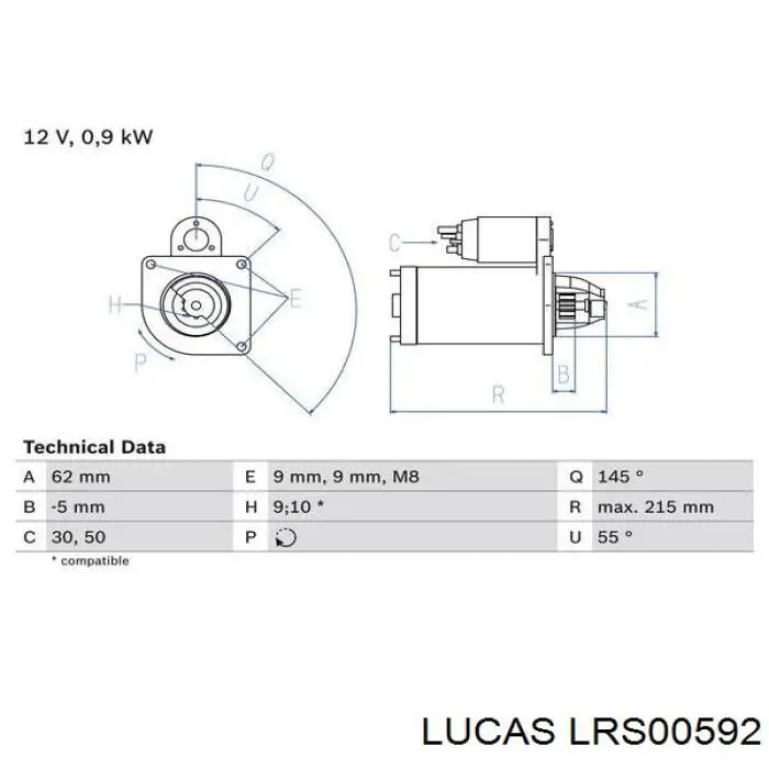 LRS00592 Lucas motor de arranque