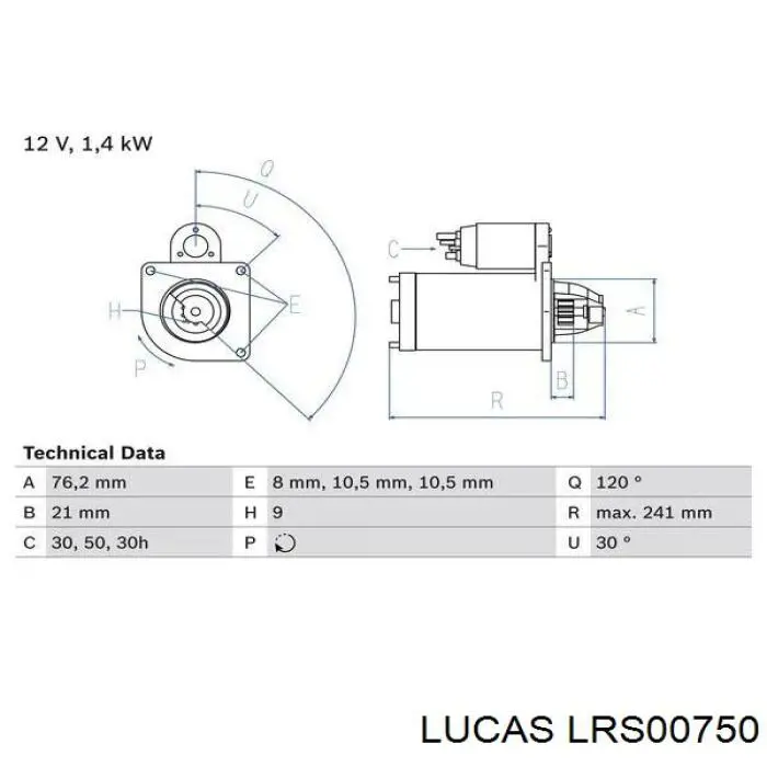 LRS00750 Lucas motor de arranque