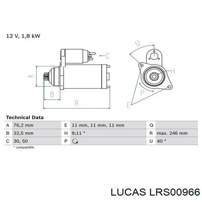 LRS00966 Lucas motor de arranque