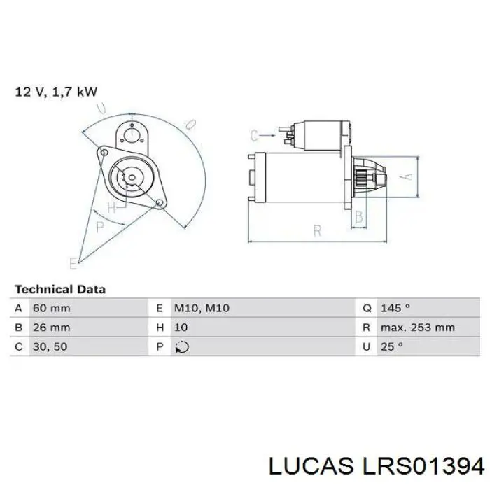 LRS01394 Lucas motor de arranque