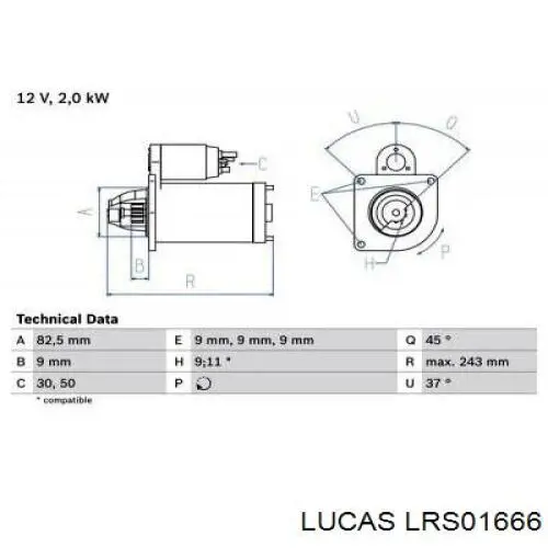 Motor de arranque LRS01666 Lucas