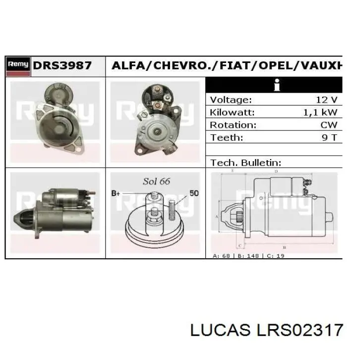 LRS02317 Lucas motor de arranque