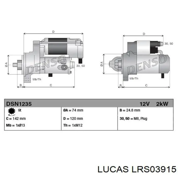 LRS03915 Lucas motor de arranque