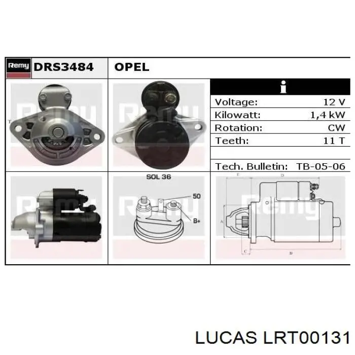 Motor de arranque S114808 Opel