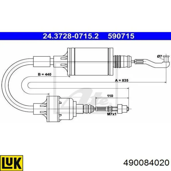 490084020 LUK cable de embrague