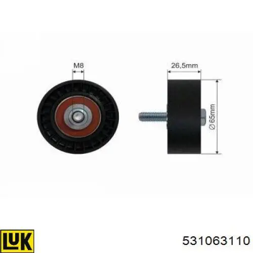 531 0631 10 LUK polea inversión / guía, correa poli v