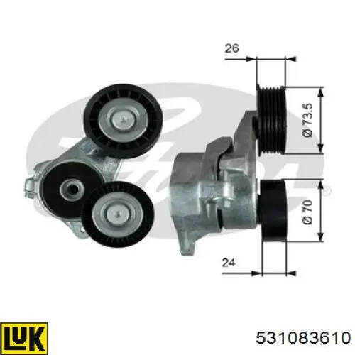 531083610 LUK rodillo, correa trapecial poli v