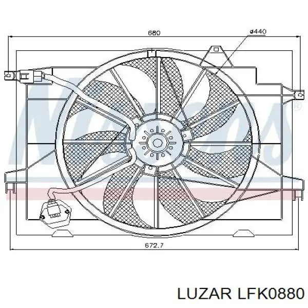 LFK0880 Luzar difusor de radiador, ventilador de refrigeración, condensador del aire acondicionado, completo con motor y rodete
