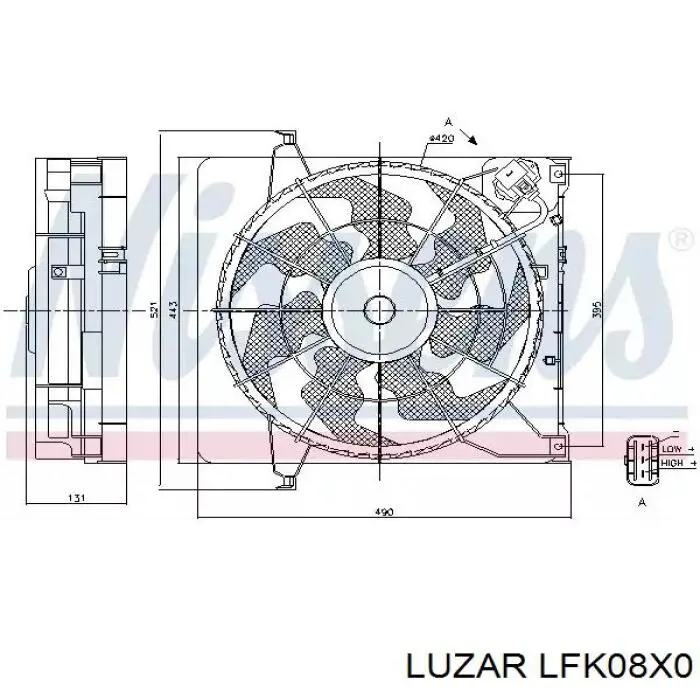 LFK08X0 Luzar difusor de radiador, ventilador de refrigeración, condensador del aire acondicionado, completo con motor y rodete