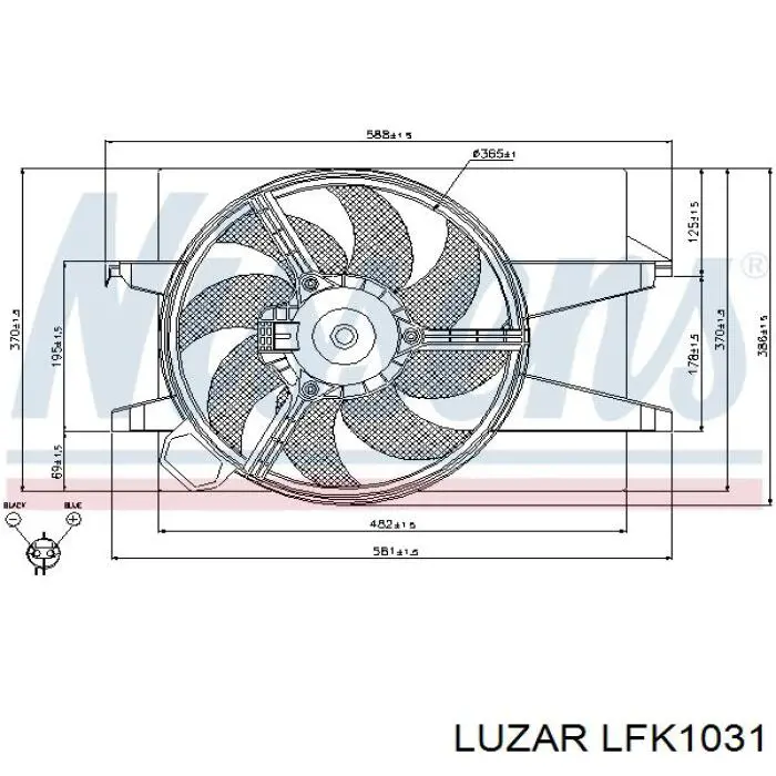 LFK1031 Luzar difusor de radiador, ventilador de refrigeración, condensador del aire acondicionado, completo con motor y rodete