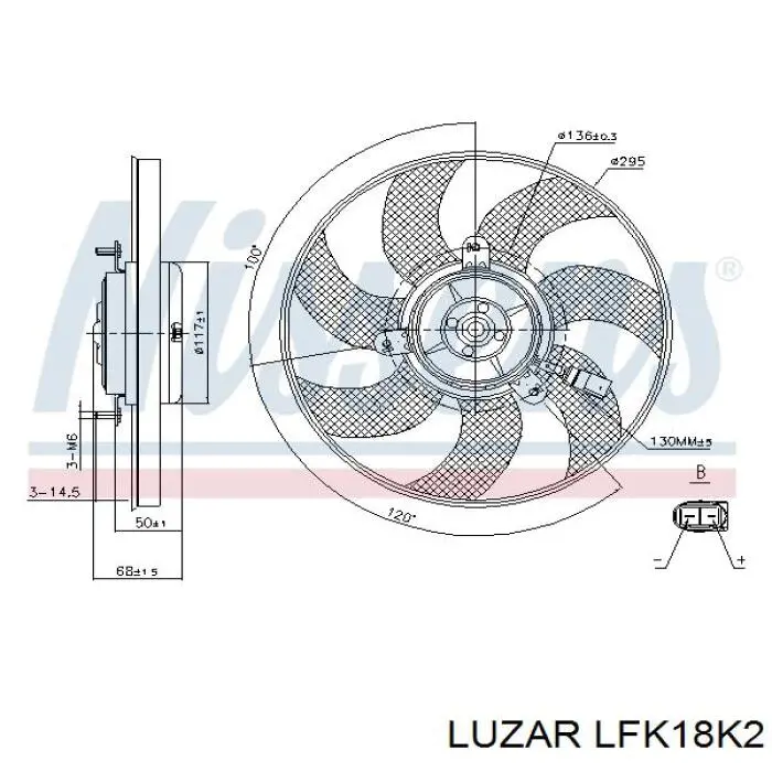 LFK18K2 Luzar difusor de radiador, ventilador de refrigeración, condensador del aire acondicionado, completo con motor y rodete
