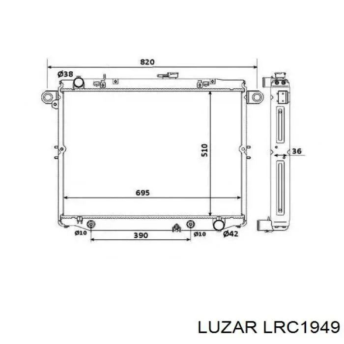 LRc 1949 Luzar radiador refrigeración del motor