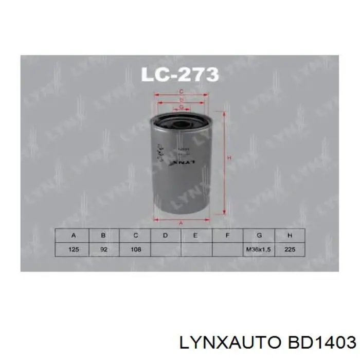 BD1403 Lynxauto pastillas de freno traseras