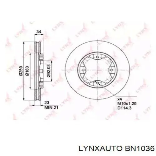 BN1036 Lynxauto freno de disco delantero