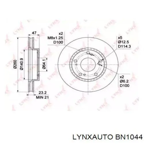 BN1044 Lynxauto freno de disco delantero