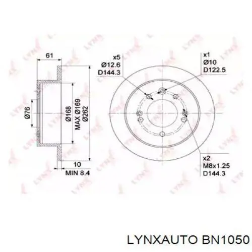 BN1050 Lynxauto disco de freno trasero