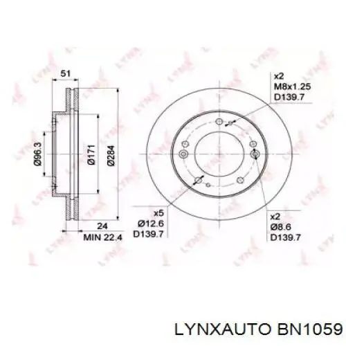 BN1059 Lynxauto freno de disco delantero