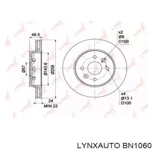 BN1060 Lynxauto freno de disco delantero