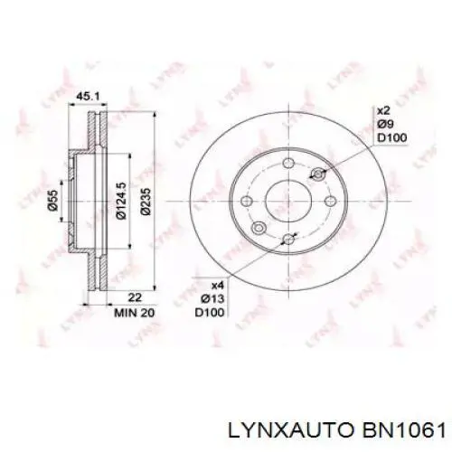 BN1061 Lynxauto freno de disco delantero