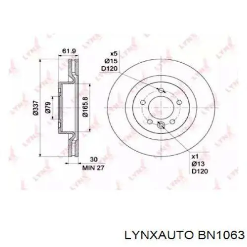 BN1063 Lynxauto freno de disco delantero